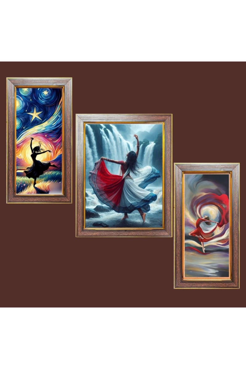 3-Pack Beautiful girl aura painting Photo Frames - 2 Pieces 6x13 Inch & 1 Piece 10x13 Inch - Rustic Wall Art for Home & Office Decor - Botanical Wall Hanging for Living Room, Bedroom, or Workspa