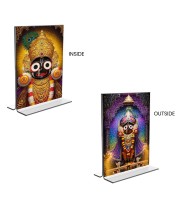 Lord Jagannath Acrylic T-Style Photo Stand - 11x13 Inches, Compact and Stylish Spiritual Display, easily change 2 photos (Pack of 1)