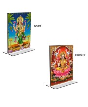 Debi Lakshmi Acrylic T-Style Photo Stand, Compact and Stylish Spiritual Display, easily change 2 photos (Pack of 1)