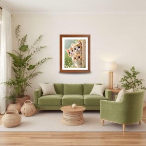 AI Funny Cute Cat Art Picture for Kids - 10x14 inches, Brown Color - Perfect Wall Decor for Children's Room