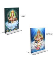 Debi Saraswati Acrylic T-Style Photo Stand - 11x13 Inches, Compact and Stylish Spiritual Display, easily change 2 photos (Pack of 1)