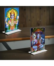Lord Narayan & Lord Shiva Acrylic T-Style Photo Stand - 7x9 Inches, Compact and Stylish Spiritual Display, easily change 2 photos (Pack of 1)