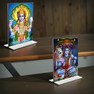 Lord Narayan & Lord Shiva Acrylic T-Style Photo Stand, Compact and Stylish Spiritual Display, easily change 2 photos (Pack of 1) Lord Narayan & Lord Shiva Acrylic T-Style Photo Stand, Compact and Stylish Spiritual Display, easily change 2 photos (Pack of 1)