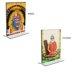 Sai Baba & Lokenath Baba Acrylic T-Style Photo Stand, Compact and Stylish Spiritual Display, easily change 2 photos (Pack of 1) Sai Baba & Lokenath Baba Acrylic T-Style Photo Stand, Compact and Stylish Spiritual Display, easily change 2 photos (Pack of 1)