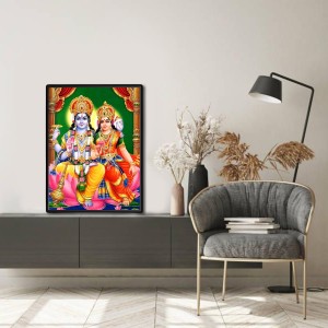 Vishnu Lakshmi Laminated Photo - 5x7 Inches, Divine Blessings for Home & Office and Temple Decoration