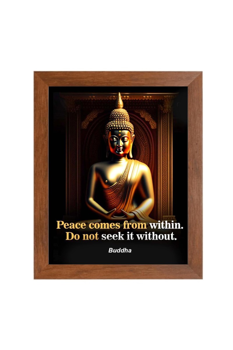 Buddha & His Famous Quote Photo Frame - Brown Frame, Perfect for Office & Wall Decoration, Ideal Gift