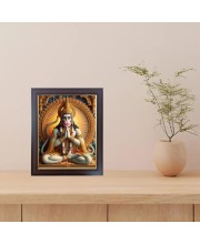 Hitech Sales Shri Hanumanji Photo Frame for Pooja Room, Temple Decor, Home Decoration and Gift (Wall and Tabletop, Rectangular, Polystyrene Frame, Printed Photo, 24 x 29 cm, Black)