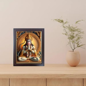 Hitech Sales Shri Hanumanji Photo Frame for Pooja Room, Temple Decor, Home Decoration and Gift (Wall and Tabletop, Rectangular, Polystyrene Frame, Printed Photo, 24 x 29 cm, Black)