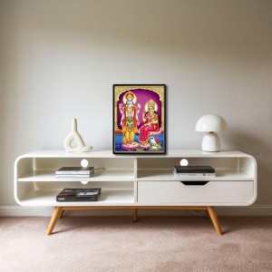 Vishnu Lakshmi Laminated Photo - 5x7 Inches, Divine Blessings for Home & Office and Temple Decoration