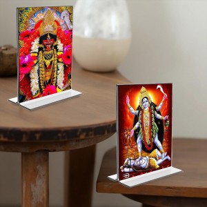 Debi Kali Acrylic T-Style Photo Stand, Compact and Stylish Spiritual Display, easily change 2 photos (Pack of 1)