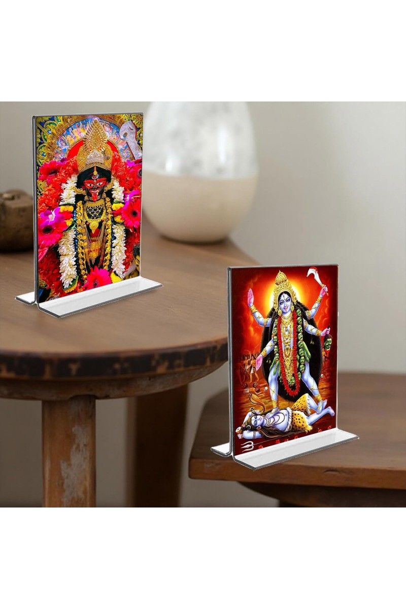 Debi Kali Acrylic T-Style Photo Stand - 7x9 Inches, Compact and Stylish Spiritual Display, easily change 2 photos (Pack of 1)