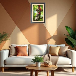 The cute sloths are holding tree Black Photo Frame Funny Animal and Bird Cartoon Art