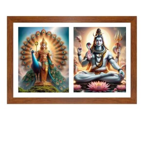 Lord kartikeya and shiva Photo Frame - 11x15Inches - Spiritual Artwork for Home Wall Decoration, Puja Room and Office Decoration and Gifting