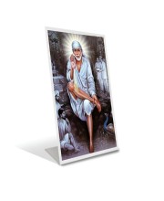 Car Desk/Table Top Shirdi Sai Baba Acrylic L-Style Photo Stand - 2.5x3.5 Inches, Compact And Stylish Spiritual Display (F6693)