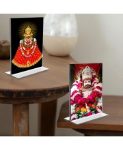 Lord Khatu shyam Acrylic T-Style Photo Stand - 11x13 Inches, Compact and Stylish Spiritual Display, easily change 2 photos (Pack of 1)