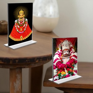 Lord Khatu shyam Acrylic T-Style Photo Stand, Compact and Stylish Spiritual Display, easily change 2 photos (Pack of 1) Lord Khatu shyam Acrylic T-Style Photo Stand, Compact and Stylish Spiritual Display, easily change 2 photos (Pack of 1)