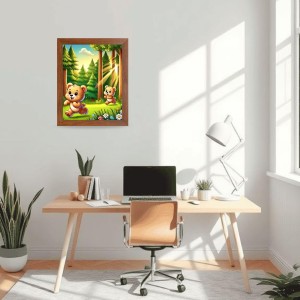 AI Funny Brown Bear Art Picture for Kids - 10x14 inches, Brown Color - Perfect Wall Decor for Children's Room