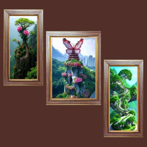 3-Pack The Edge of Reality Photo Frames - 2 Pieces 14x21 Inch & 1 Piece 18x21 Inch - Rustic Wall Art for Home & Office Decor - Botanical Wall Hanging for Living Room, Bedroom, or Workspace
