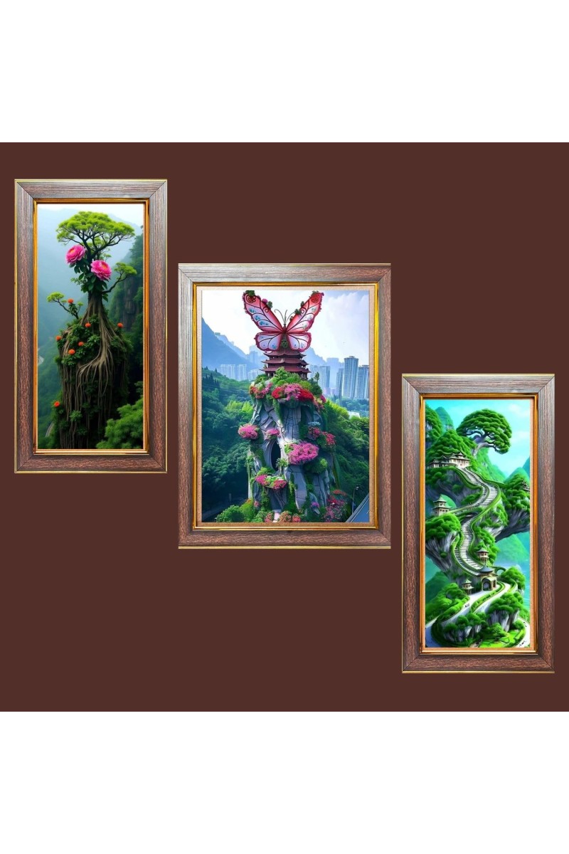 3-Pack The Edge of Reality Photo Frames - 2 Pieces 12x19 Inch & 1 Piece 16x19 Inch - Rustic Wall Art for Home & Office Decor - Botanical Wall Hanging for Living Room, Bedroom, or Workspace