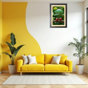 Two cute lady bugs under little umbrella Black Photo Frame Funny Animal and Bird Cartoon Art Two cute lady bugs under little umbrella Black Photo Frame Funny Animal and Bird Cartoon Art