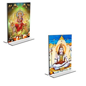 Car Desk/Table Top Lord Shiva & Lord Durga Acrylic T-Style Photo Stand - 2.5x3.5 Inches, Compact and Stylish Spiritual Display, easily change 2 photos (Pack of 1) Car Desk/Table Top Lord Shiva & Lord Durga Acrylic T-Style Photo Stand - 2.5x3.5 Inches, Compact and Stylish Spiritual Display, easily change 2 photos (Pack of 1)