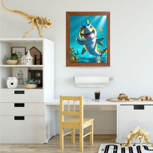 AI Funny Dolphin Fish Art Picture for Kids - 10x14 inches, Brown Color - Perfect Wall Decor for Children's Room AI Funny Dolphin Fish Art Picture for Kids - 10x14 inches, Brown Color - Perfect Wall Decor for Children's Room