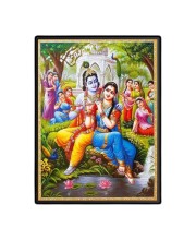 Sri Radha Lord Krishna Laminated Photo - 7x9 Inches, Divine Blessings for Home & Office and Temple Decoration
