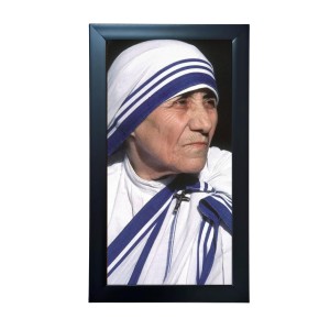 Hitech Sales Mother Teresa Wall-Mount Rectangular Polystyrene Photo Frame Home Decoration and Gifting, 9.6 x 15.6 inches Black Frame (Pack of 1, Printed Photo)