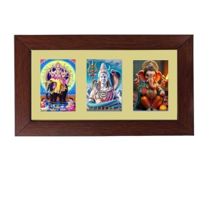 Sri Vishwakarma, Sri Lord Shiva and Sri Ganesh Color Photo Frame -14X7.5 Inch, Elegant Religious Home & Temple Decor