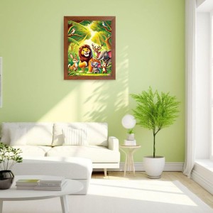 AI Funny Lion, Elephant, Birds Art Picture for Kids - 10x14 inches, Brown Color - Perfect Wall Decor for Children's Room AI Funny Lion, Elephant, Birds Art Picture for Kids - 10x14 inches, Brown Color - Perfect Wall Decor for Children's Room