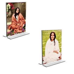 Car Desk/Table Top Anandamayee Maa Acrylic T-Style Photo Stand - 2.5x3.5 Inches, Compact and Stylish Spiritual Display, easily change 2 photos (Pack of 1) Car Desk/Table Top Anandamayee Maa Acrylic T-Style Photo Stand - 2.5x3.5 Inches, Compact and Stylish Spiritual Display, easily change 2 photos (Pack of 1)