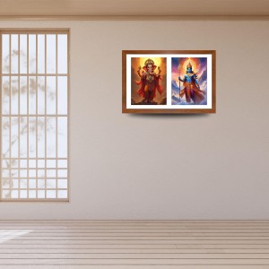Lord ganesha and indra Photo Frame - 11x15Inches - Spiritual Artwork for Home Wall Decoration, Puja Room and Office Decoration and Gifting