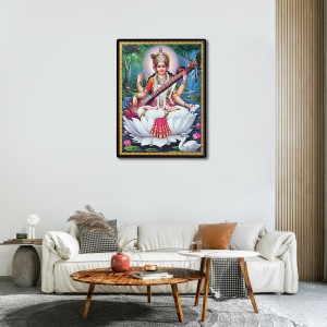 Saraswati Laminated Photo - 5x7 Inches, Divine Blessings for Home & Office and Temple Decoration