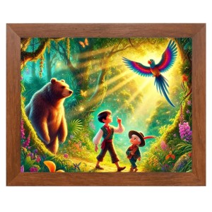 AI Funny Polar bear with kid Art Picture for Kids - 10x14 inches, Brown Color - Perfect Wall Decor for Children's Room