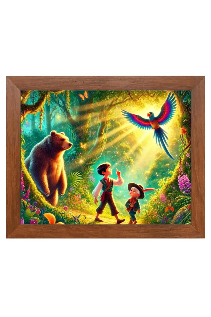 AI Funny Polar bear with kid Art Picture for Kids - 12x16 inches, Brown Color - Perfect Wall Decor for Children's Room