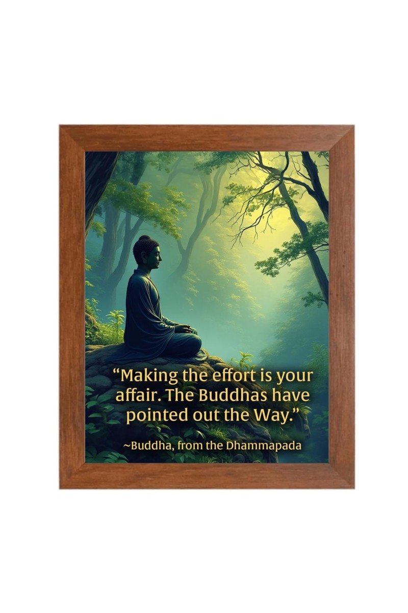 Buddha & His Famous Quote Photo Frame - Brown Frame, Perfect for Office & Wall Decoration, Ideal Gift