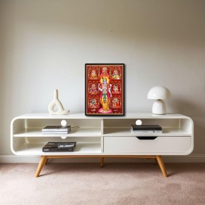 Vishnu with Krishna, Ganesh, Shiva, Sarawati, Ram and Maa Durga Laminated Photo (11x13 Inches Without glass) Divine Blessings for Table and Walls,Home & Office and Temple Decoration