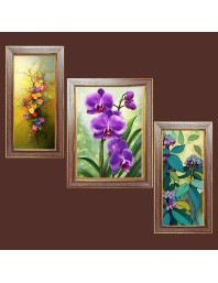 3-Pack Cute flower painting Photo Frames - 2 Pieces 6x13 Inch & 1 Piece 10x13 Inch - Rustic Wall Art for Home & Office Decor - Botanical Wall Hanging for Living Room, Bedroom, or Workspace