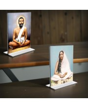 Sri Ramakrishna Paramhansa & Sarada Debi Acrylic T-Style Photo Stand - 7x9 Inches, Compact and Stylish Spiritual Display, easily change 2 photos (Pack of 1)
