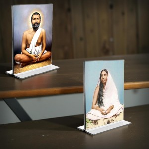 Sri Ramakrishna Paramhansa & Sarada Debi Acrylic T-Style Photo Stand - 5x7 Inches, Compact and Stylish Spiritual Display, easily change 2 photos (Pack of 1)