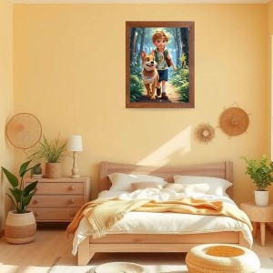 AI Funny Boy With Cute Dog Art Picture for Kids - 16x20 inches, Brown Color - Perfect Wall Decor for Children's Room AI Funny Boy With Cute Dog Art Picture for Kids - 16x20 inches, Brown Color - Perfect Wall Decor for Children's Room