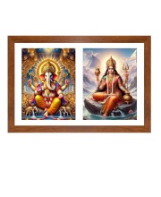 Lord ganesha and goddess parvathi maa Photo Frame - 11x15Inches - Spiritual Artwork for Home Wall Decoration, Puja Room and Office Decoration and Gifting