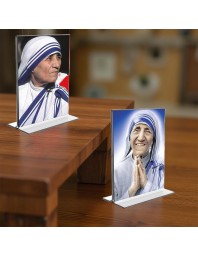 Mother Teresa Acrylic T-Style Photo Stand, Compact and Stylish Spiritual Display, easily change 2 photos (Pack of 1)