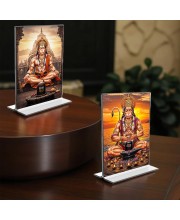 Sri Hanuman Acrylic T-Style Photo Stand - 5x7 Inches, Compact and Stylish Spiritual Display, easily change 2 photos (Pack of 1)