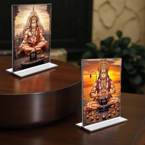 Sri Hanuman Acrylic T-Style Photo Stand, Compact and Stylish Spiritual Display, easily change 2 photos (Pack of 1) Sri Hanuman Acrylic T-Style Photo Stand, Compact and Stylish Spiritual Display, easily change 2 photos (Pack of 1)