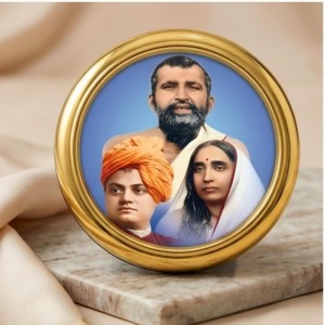 Sri Ramakrishna, Swami Vivekananda & Sarada Devi Gold Plated Metallic Photo Frame for Car Dashboard & Table Decor Glossy Finish | Compact & Elegant Design Study Desk, Puja Room, Home Temple & Office Decor Sri Ramakrishna, Swami Vivekananda & Sarada Devi Gold Plated Metallic Photo Frame for Car Dashboard & Table Decor Glossy Finish | Compact & Elegant Design Study Desk, Puja Room, Home Temple & Office Decor