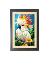 The parrot painting Black Photo Frame Funny Animal and Bird Cartoon Art