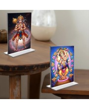 Sri Hanuman & Lord Ganesh Acrylic T-Style Photo Stand - 11x13 Inches, Compact and Stylish Spiritual Display, easily change 2 photos (Pack of 1)