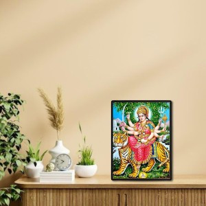 Maa Durga Laminated Photo (9x11 Inches Without glass) Divine Blessings for Table and Walls,Home & Office and Temple Decoration