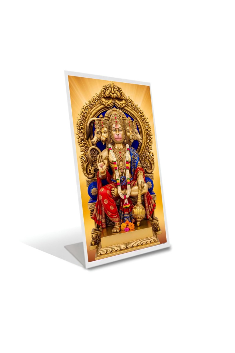 Car Desk/Table Top Lord Hanuman Acrylic L-Style Photo Stand - 2.5x3.5 Inches, Compact And Stylish Spiritual Display (F6667)